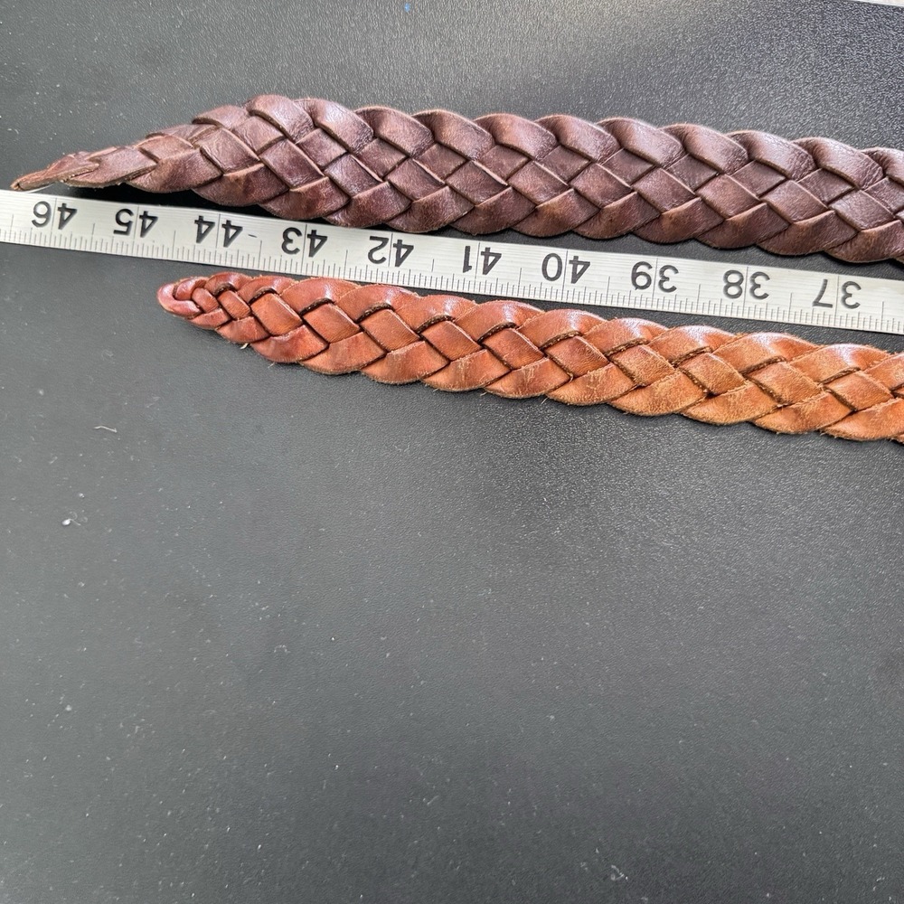 Vintage Eddie Bauer AEO Braided Genuine Leather Belt Sz 38 Brown Tan Unisex - Picture 11 of 14